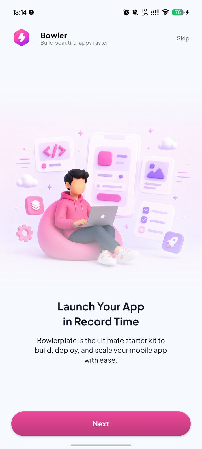 BowlerKit app — auth, settings, push notifications, language switcher, AdMob banner, and RevenueCat subscription all pre-wired